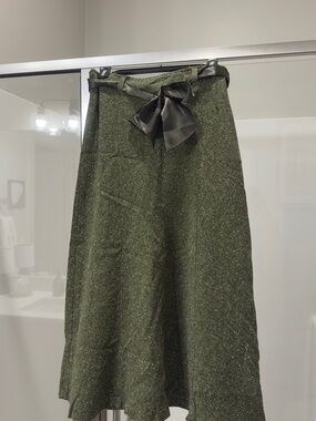 White Stag Olive Green A-Line Skirt with Satin Bow